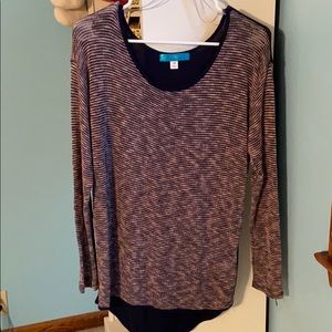 Two-Tone Sweater | Navy & Pale Pink